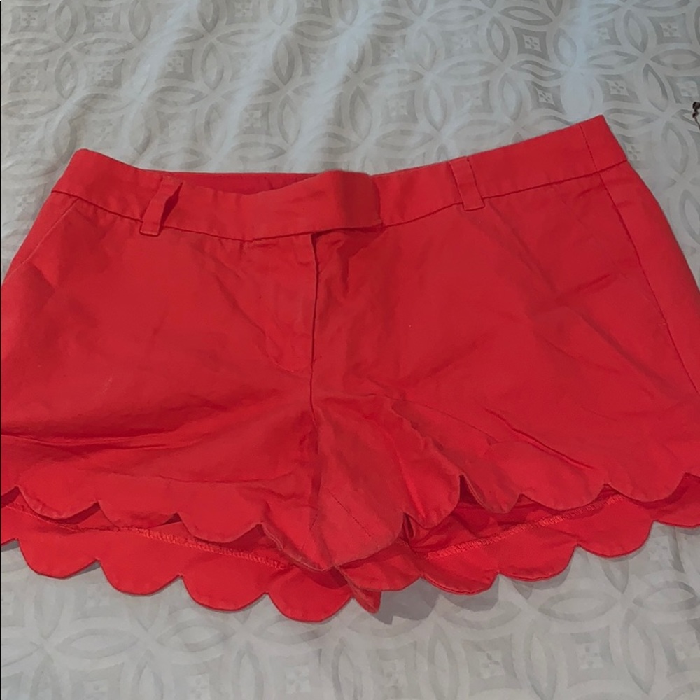 J Crew orange/red scallop border shorts